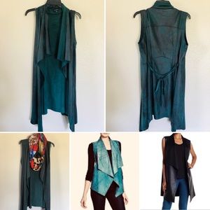 Teal Suede cardigan vest